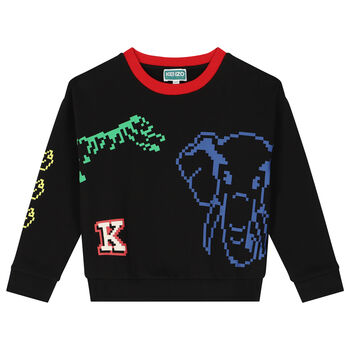 Boys Black Logo & Animals Sweatshirt